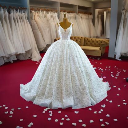 Ivory Elegant Shiny Wedding Gown