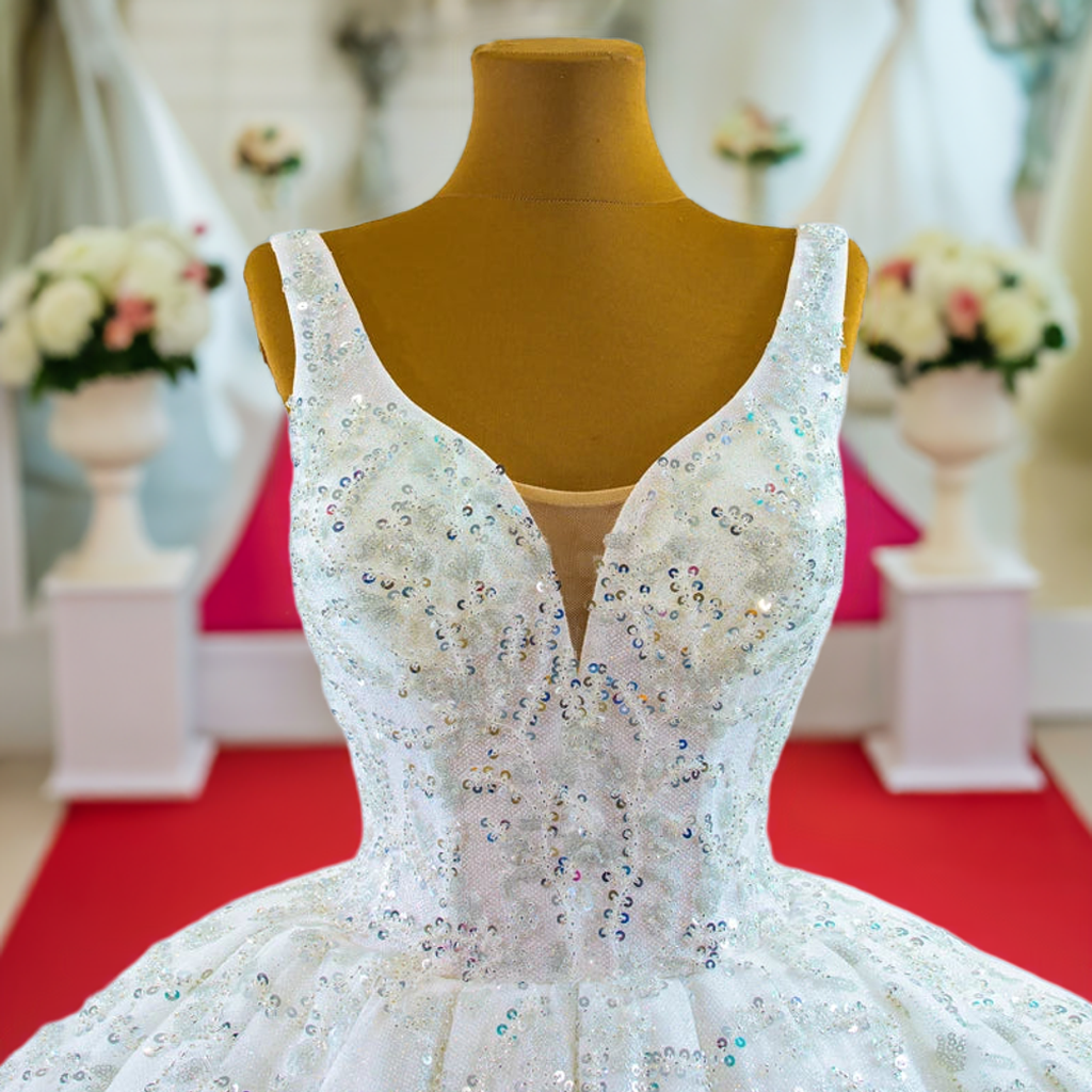 Ivory Elegant Shiny Wedding Gown